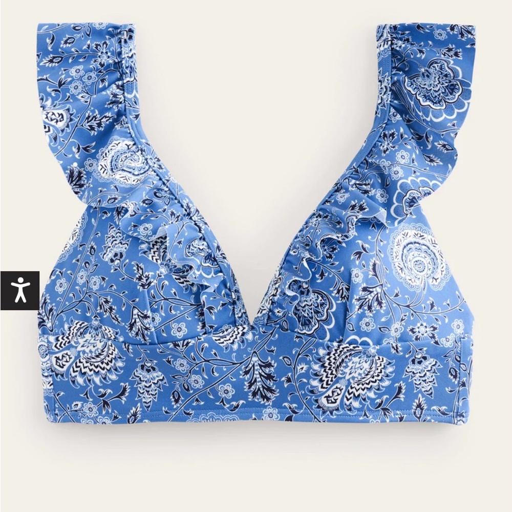 Boden NWT Floral Ruffle Bikini Top - Picture 3 of 6